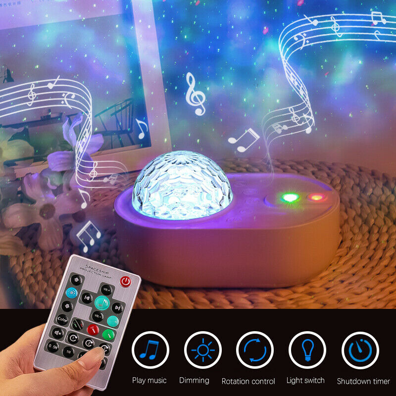 Spaceship Galaxy Night Light Starry Sky Projector USB Bluetooth Lamp for Bedroom