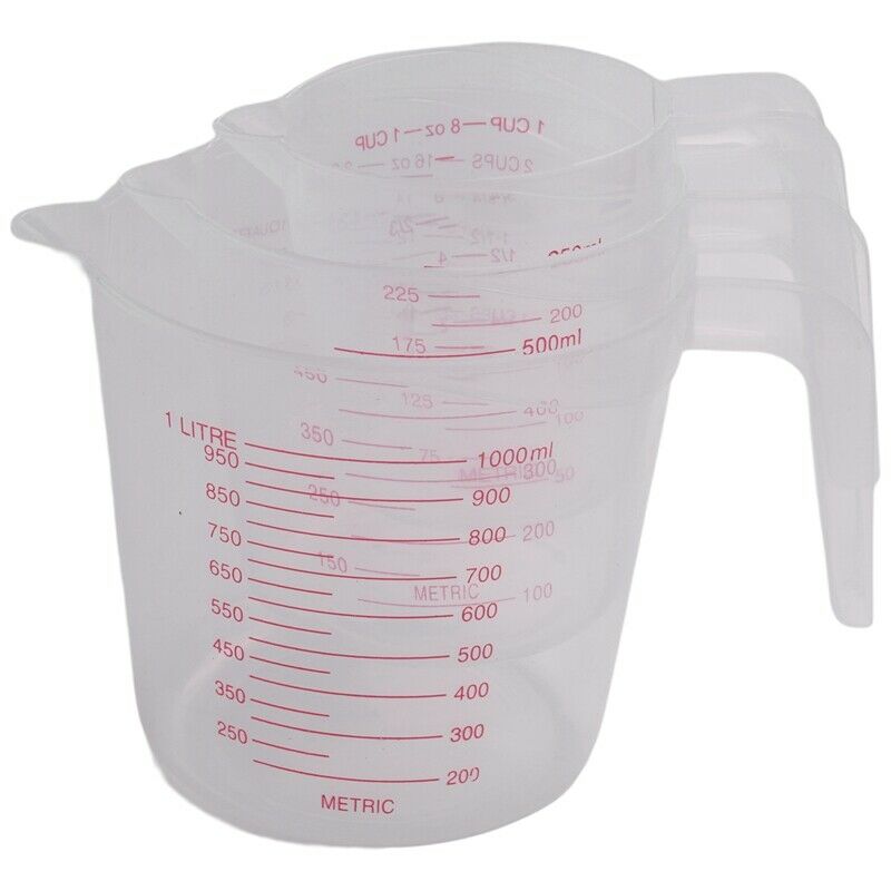 3pc Plastic Measu Jug Set Large 4 Cup, 2 Cup and 1 Cup Capacity BPA Free MeasuW8