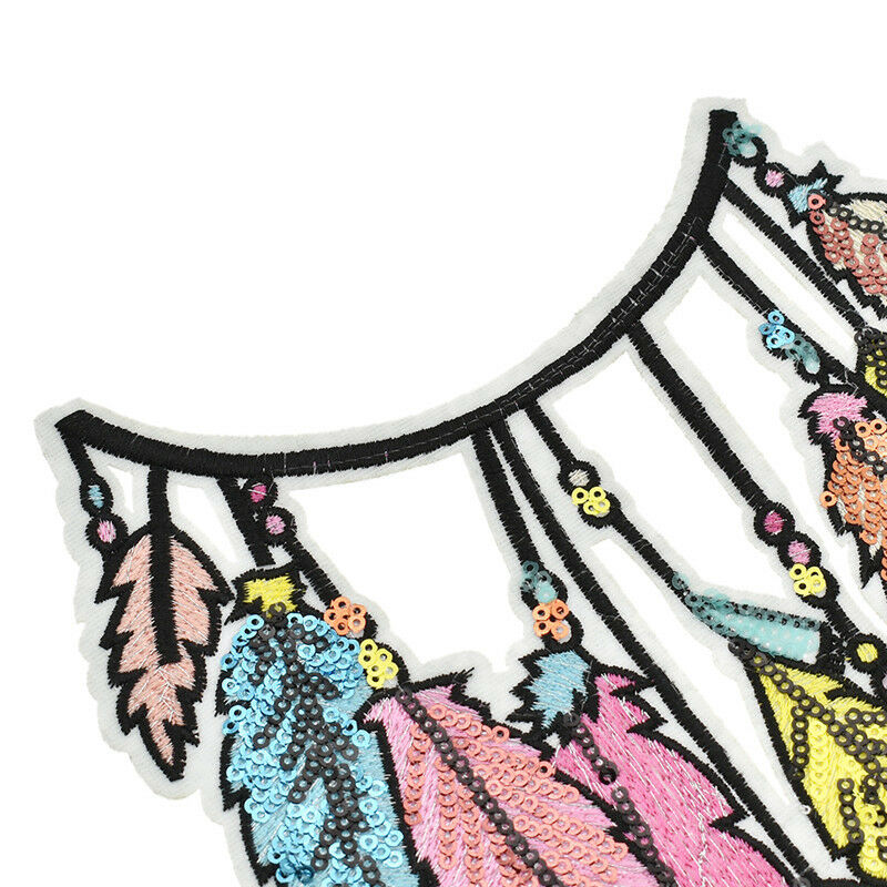 Feather Leaves Embroidery Patch Applique Iron-On Sewing Craft Decor Accessories