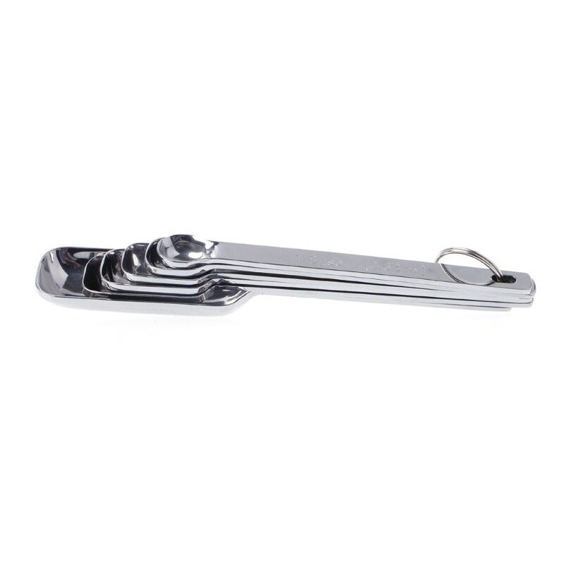 6pcs Narrow Stainless Steel Spice Measuring Square Spoons Kitchen Cooker Tool