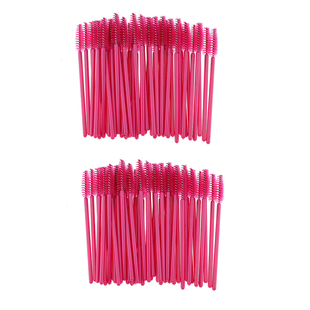 100 Pieces Disposable Eyelash Mascara Wands Applicator Makeup Brush Rose Red