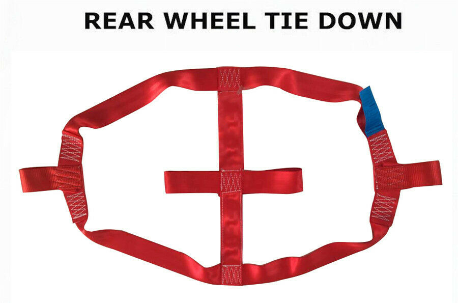 1 Pc RED Motorbike Rear Wheel Tie Down Strap Long Haul Short-distance Transport