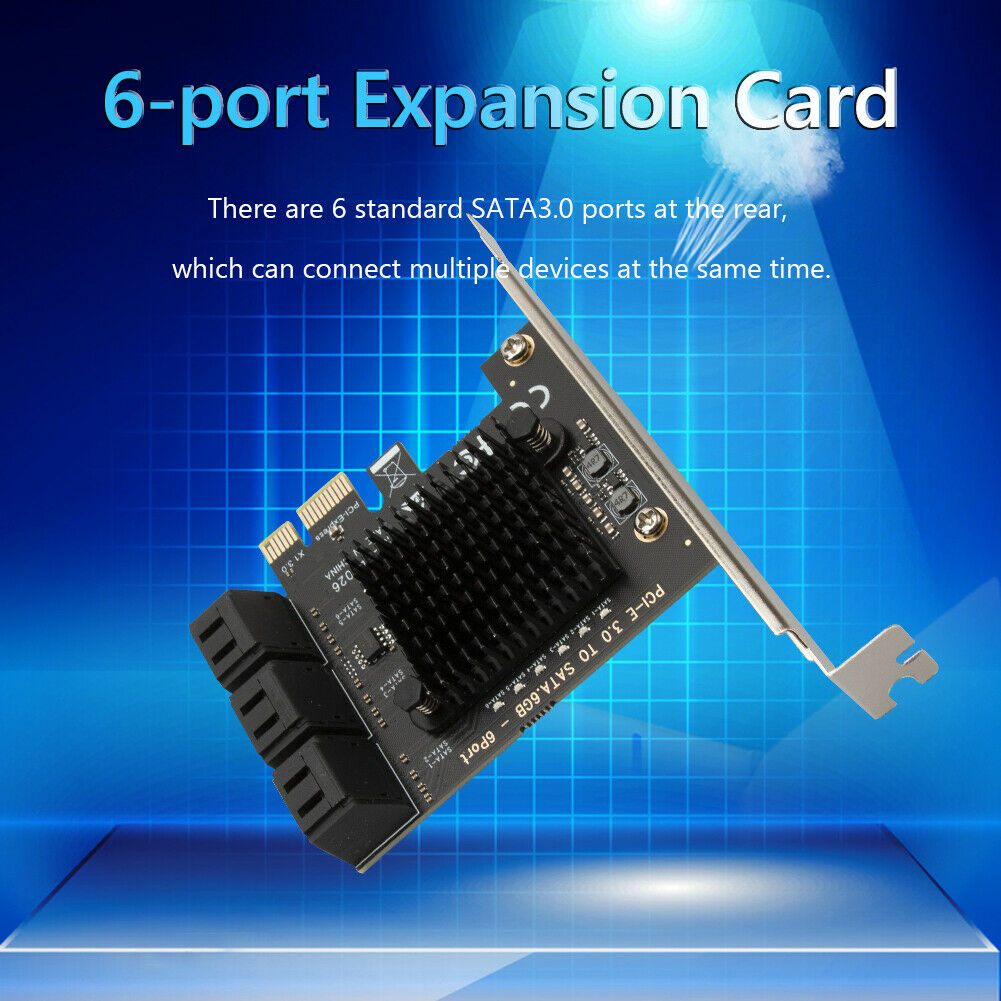 SATA PCIe Adapter 6 Ports SATA III To PCI Express 3.0 X1 Controller Card