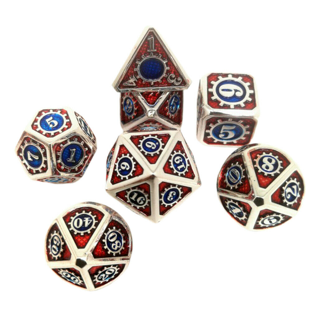 7pcs Multi-sided Metal for Dragon Scales DnD Pathfinder RPG Dices 24