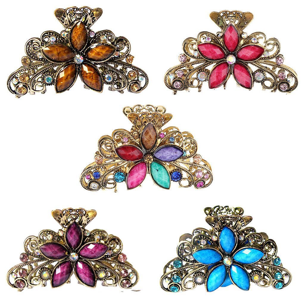 5Pieces Lady Rhinestone Butterfly Flower Hair Grip Claw Headwear Clamp Clips
