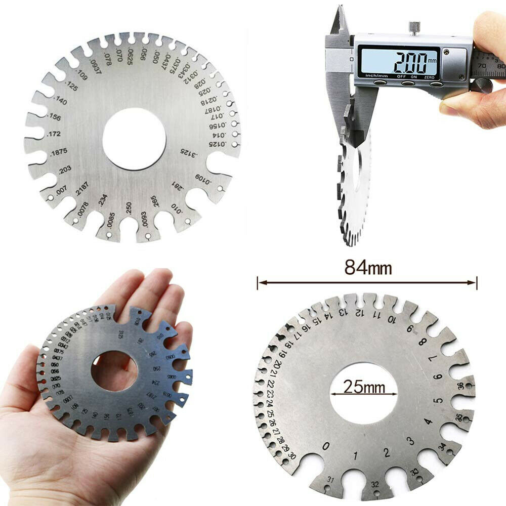Welding Gauge Wire Round Dual 2 pcs Stainless Steel Metal Sheet Thickness Gauge