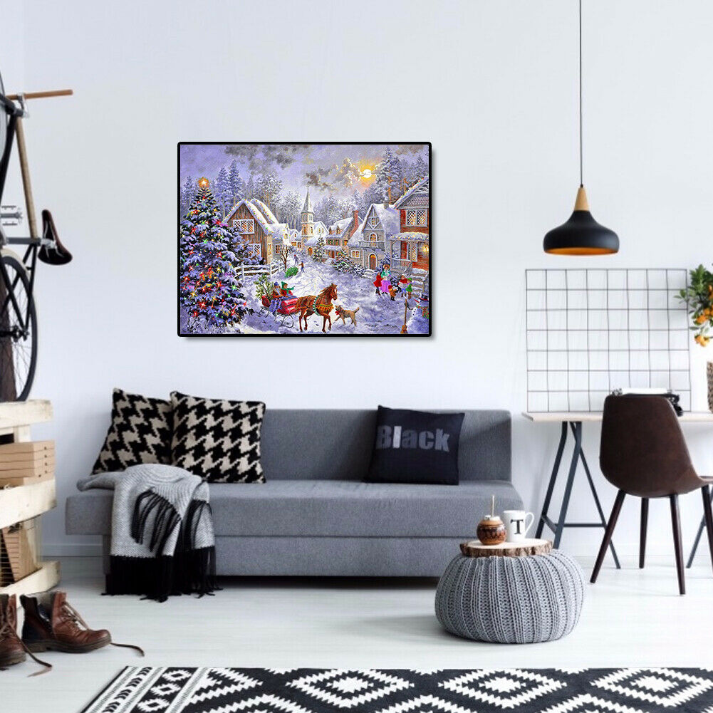 40x30cm Oil Painting By Numbers Christmas Snow Street DIY Drawing No Frame @
