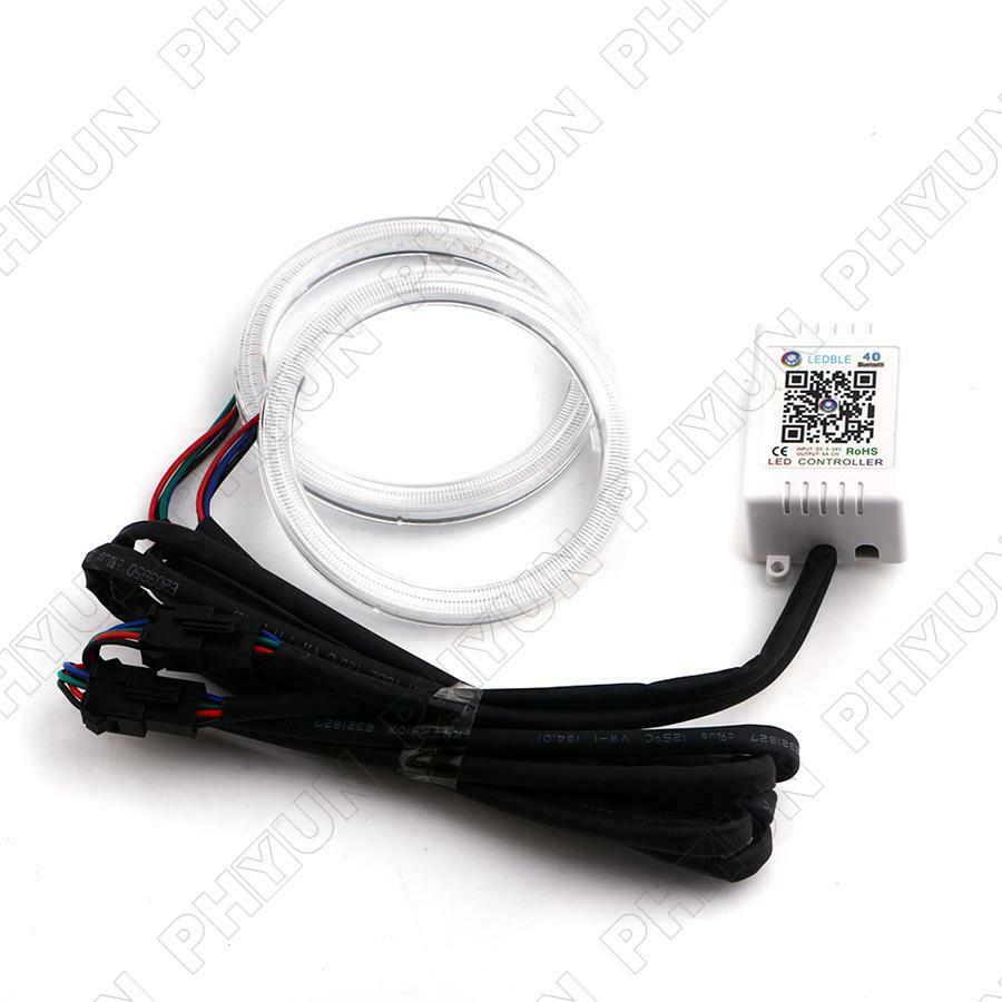 2x 80mm Angel Eyes RGB Headlight Halo Rings For Car Scooter Motorcycle Universal