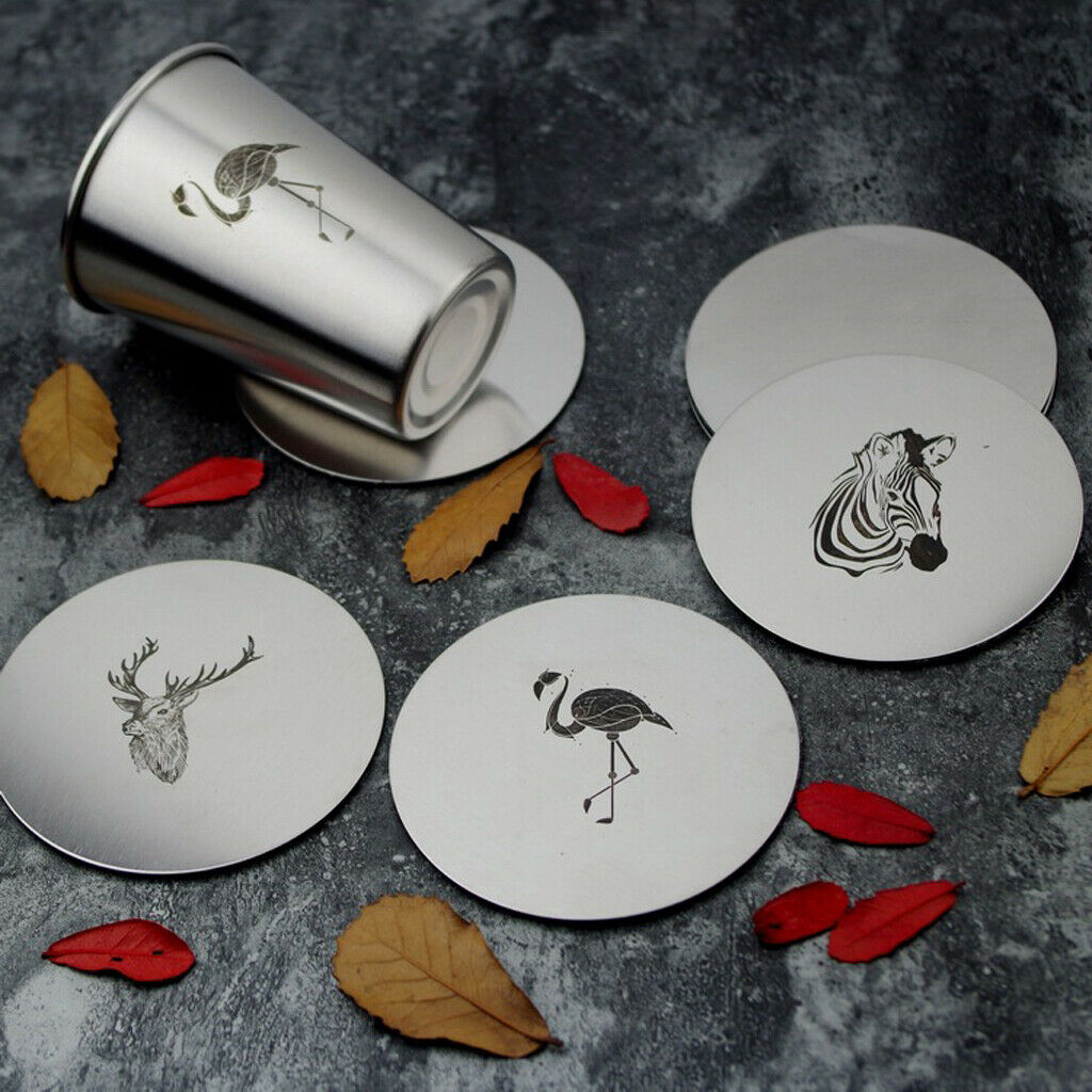 Stainless Steel Round Coaster Cup Mat Pad Placemat Drink Glass Mat Elk
