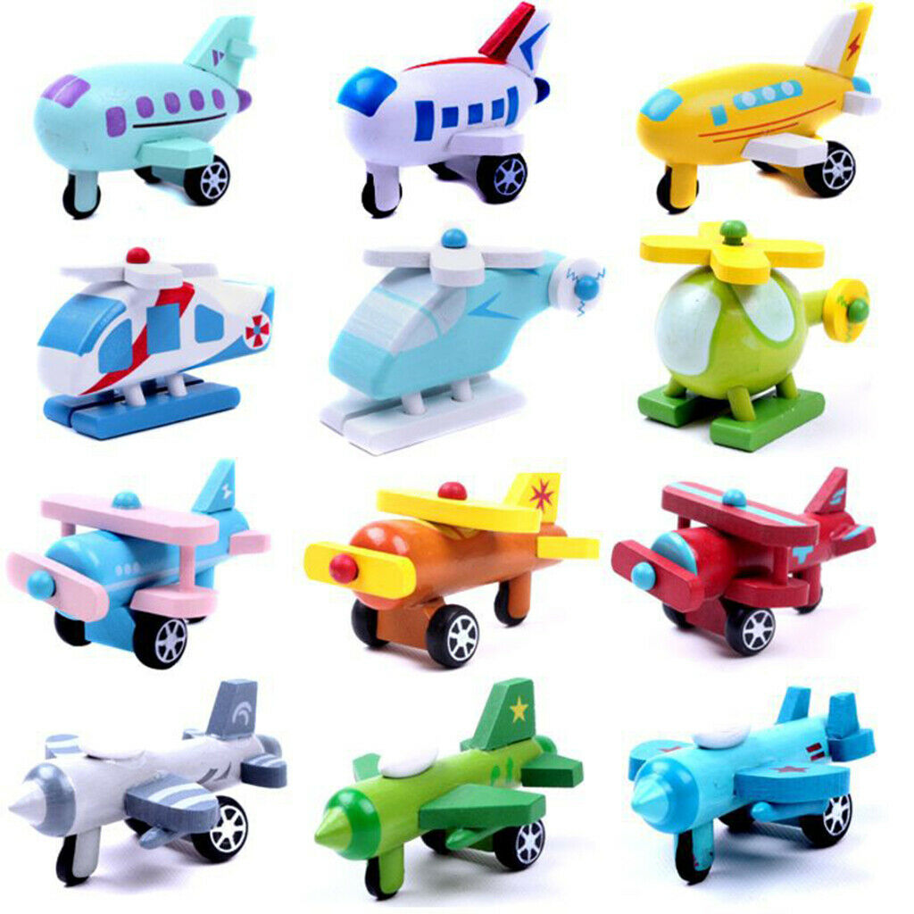 12pcs Wooden Shape Planes and Helicopters | Hand-Eye Coordination Toys for Kids