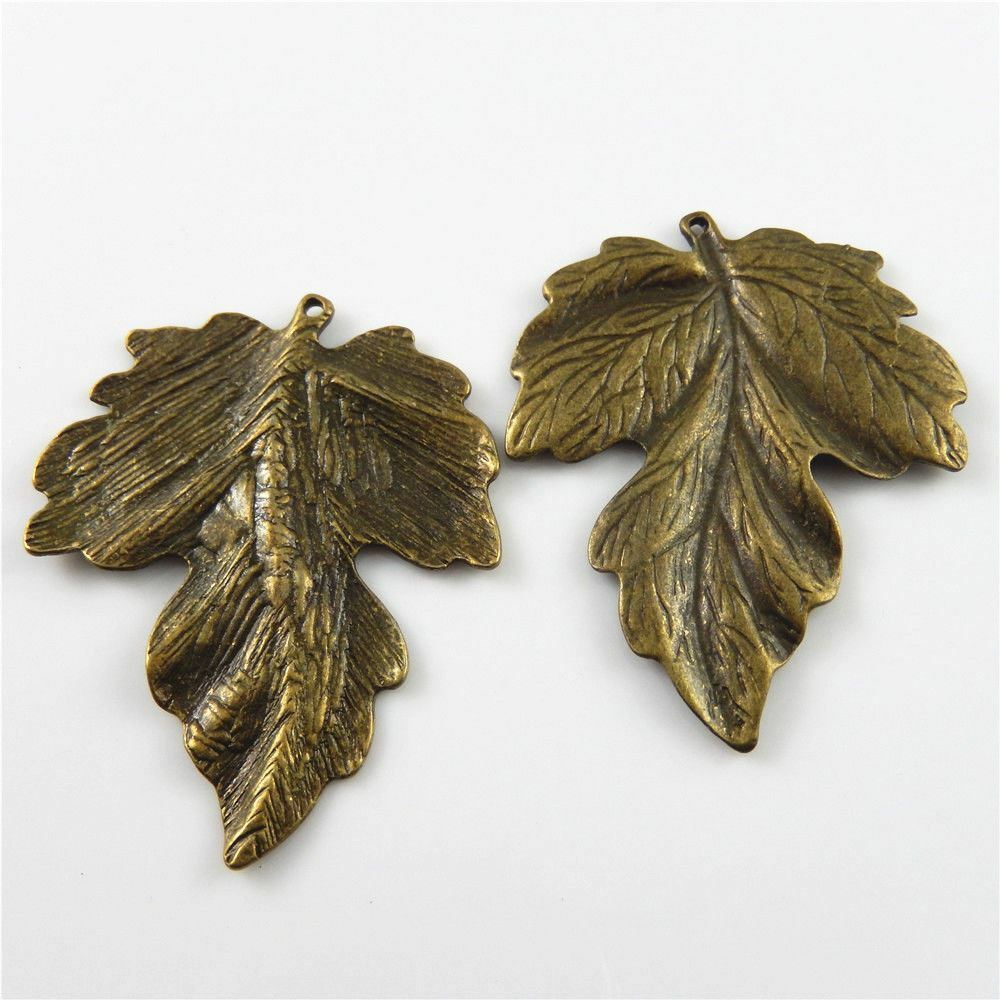 6pcs/lot Antiqued Bronze Leaves Shape Zinc Alloy Crafts Pendant Charms 63*50*3mm