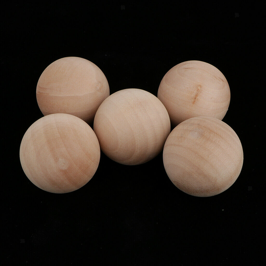 5pcs Natural Hardwood Balls 5cm Dia.- Unfinished Natural Wooden Balls for