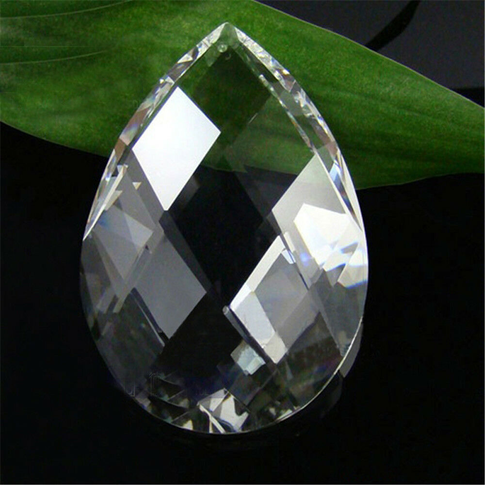 10Pcs Clear Teardrop Loose Crystal Glass Beads Chandelier Ornaments Decor Gifts