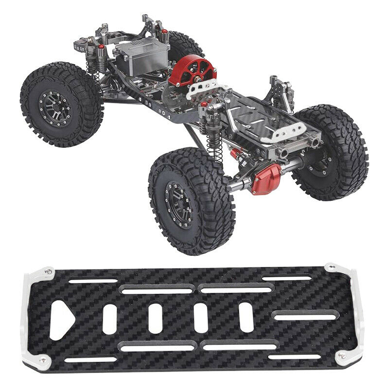 Black Carbon Fiber Battery Mounting Plate with Cable Ties, for 1/10 RC AXIAL ST7
