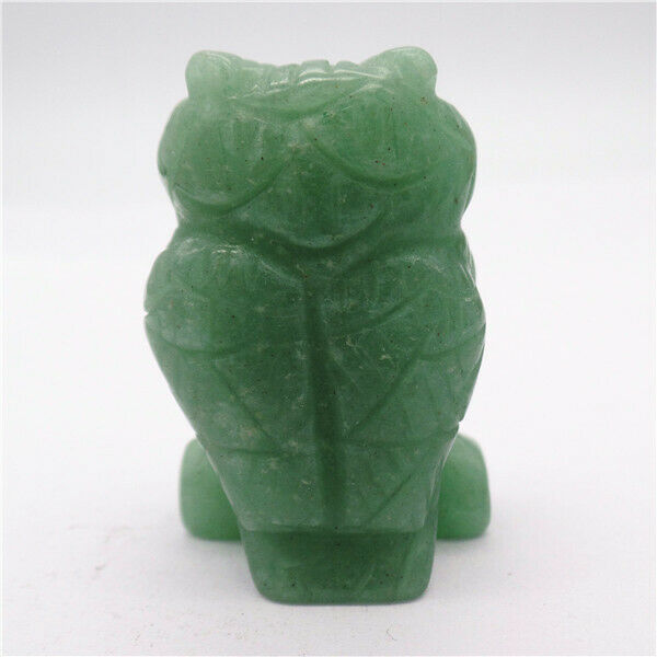 46x30x21mm Natural Green Aventurine Carved Owl Decoration Statue Decor HH7925