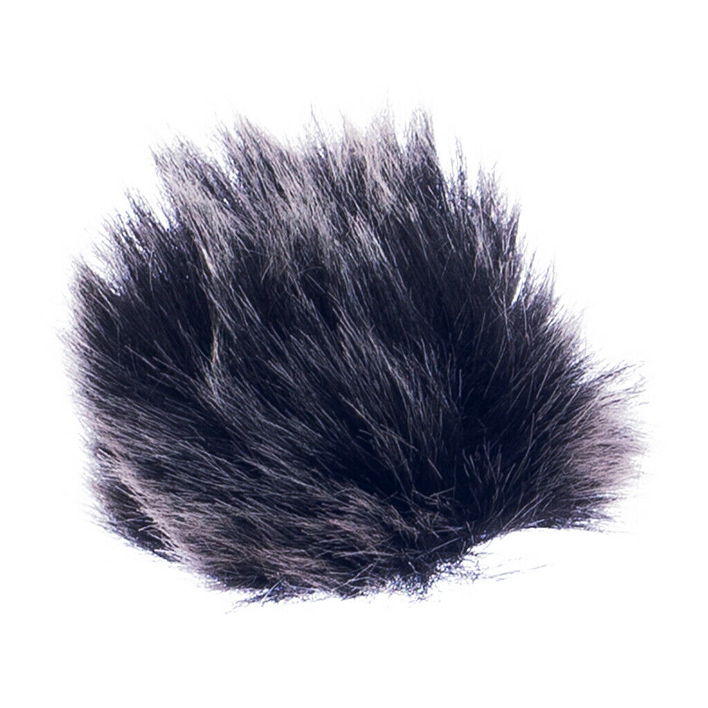 Black Standard-Size Fur Microphone Windscreen for Lapel Lavalier Mic 1.5mm