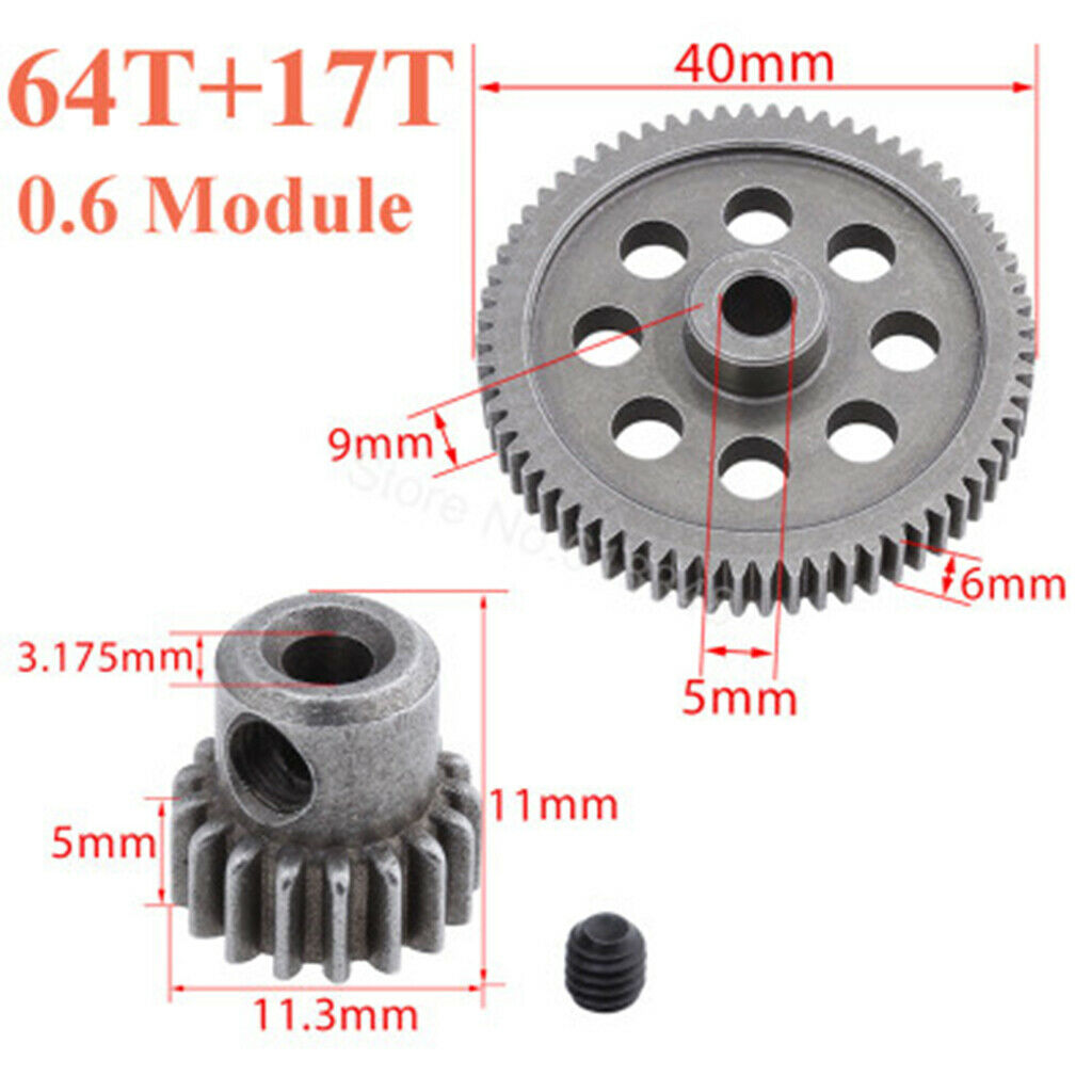 1/10 RC Car Parts Replacement 11184 Motor Pinion Gear 17T 64T for HSP