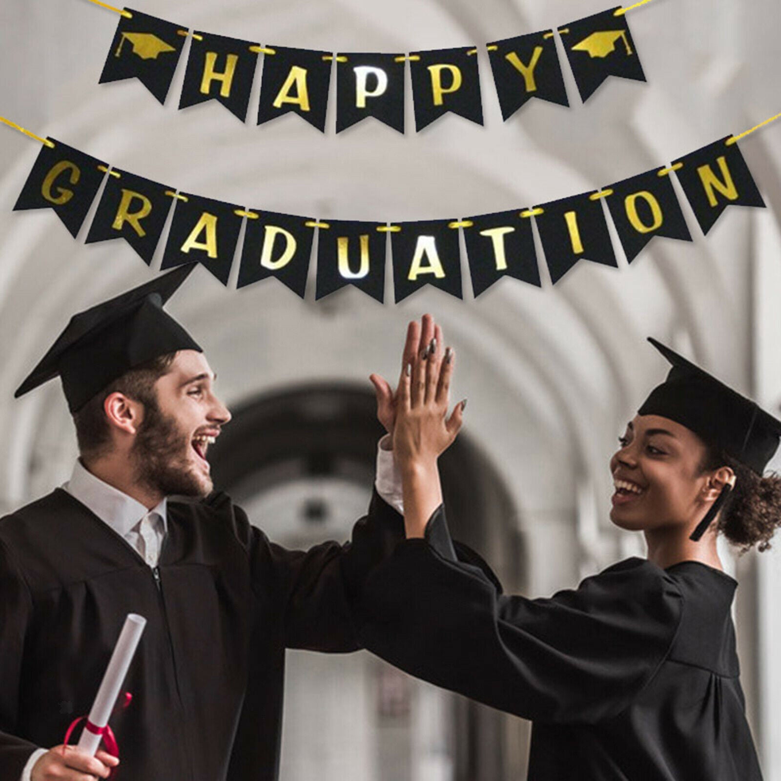 Congrats Grad Bunting Graduation Banner Hanging Photo Prom Decor 18x13CM