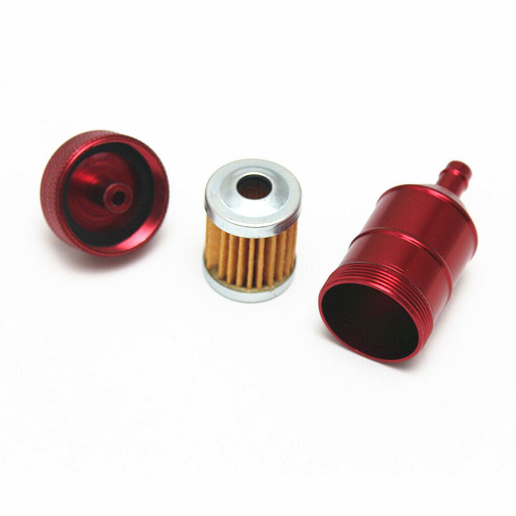 2pcs Motorcycle  ATV Quad Inline Fuel Gas Filter 5/16'' 8mm (Red+Black)