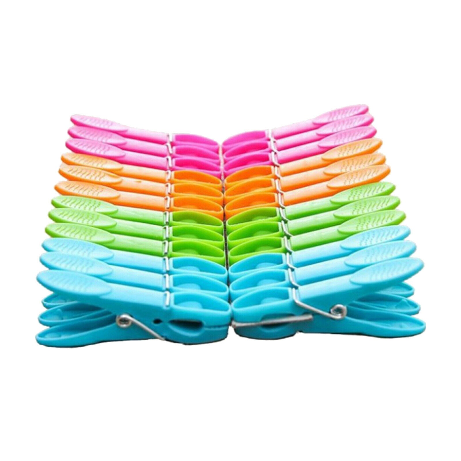 24pcs Plastic Clothes Pins Cloths Clips Pegs Towel Pins Storage Supplies
