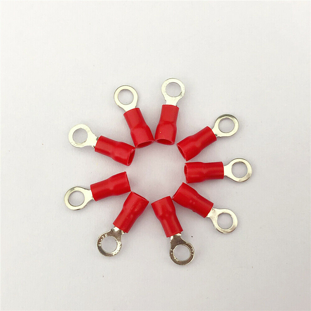 50PCS Red Ring Cable Wire crimp Connector terminal block 22-16AWG  RV1.25-4