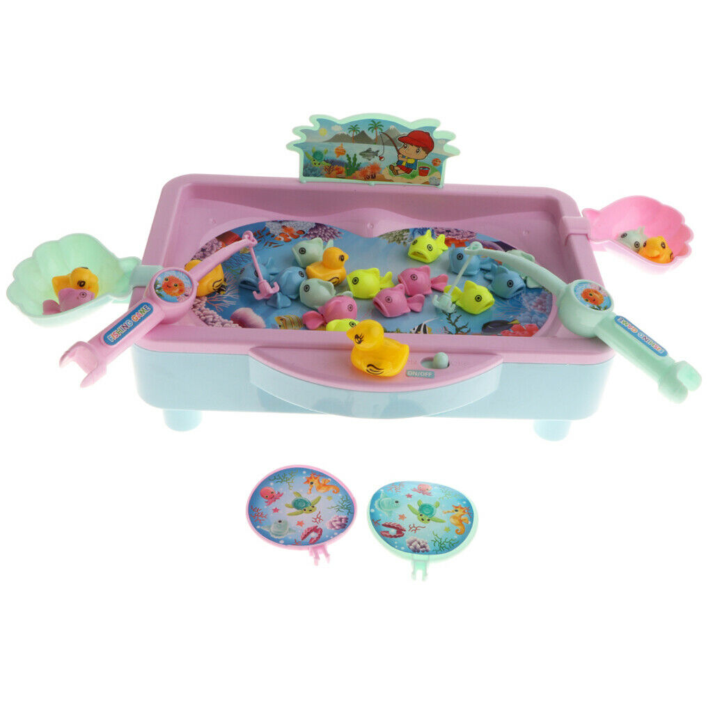 32Pcs Electric Rotating Fish Pool With Light & Music Magnetic Fishing Pole Rod