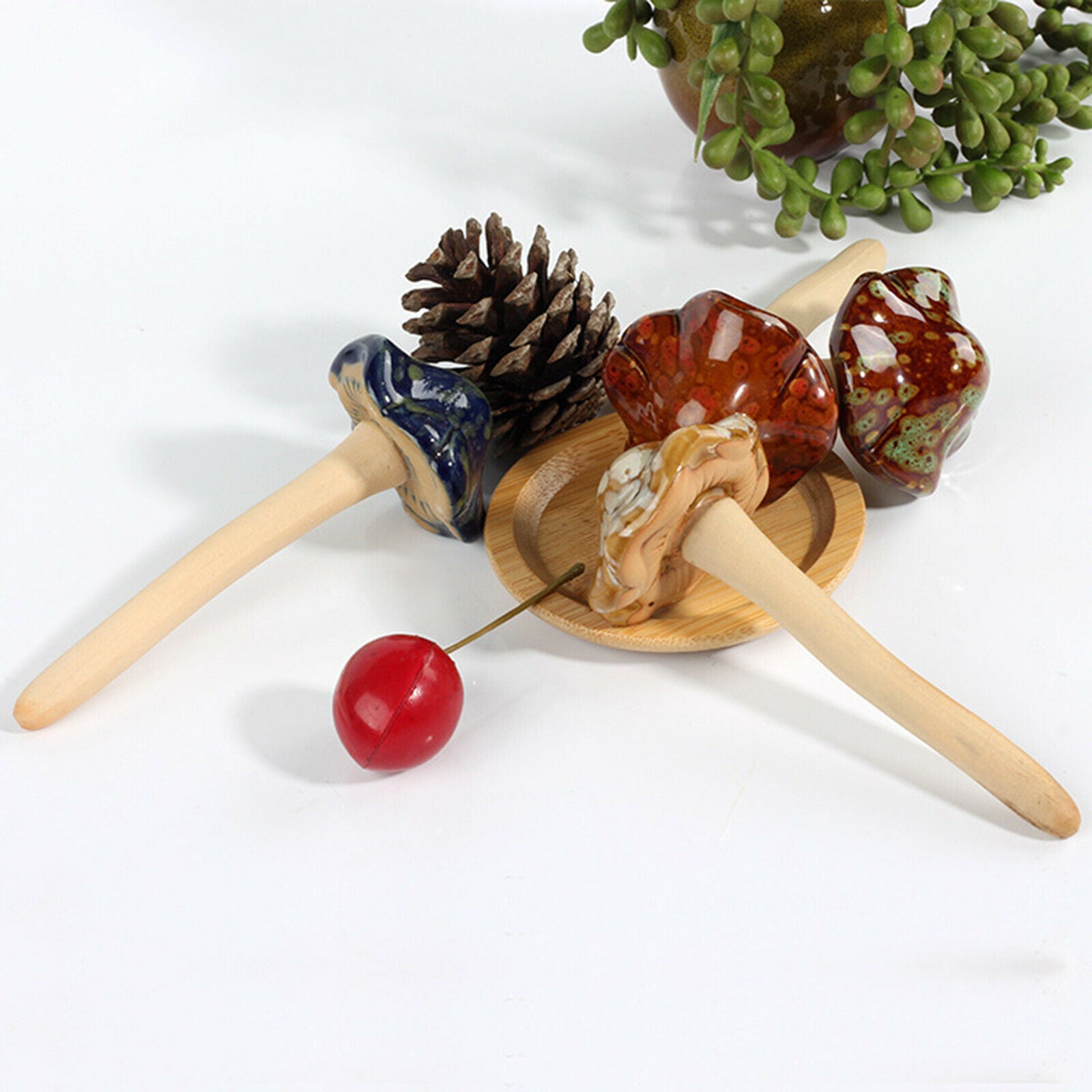 Ceramic Mushrooms Garden Decor Pottery Ornament for Fairy Garden Yard Lawn