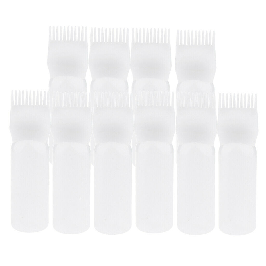 10Pcs 60ml Hair Dye Bottle Applicator Scalp Treatment Highlight Comb White