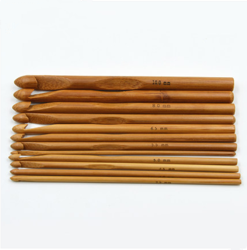 12pcs Durable Bamboo Needles Crochet Hooks Weave Knitting Knit Needles Set Tools