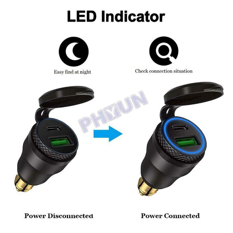 For Hella / DIN BMW QC3.0 USB Type C PD Fast Charger Power Adapter Waterproof