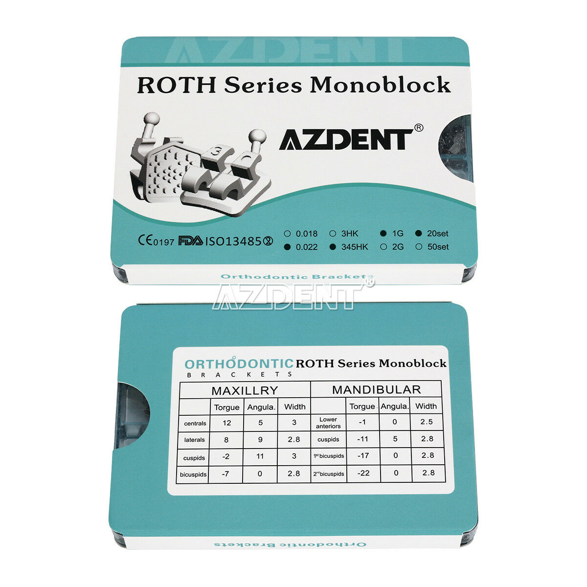 2X AZDENT Dental OrthodonticBraces Metal Brackets MIM Mini Roth 022 Hooks 3 4 5