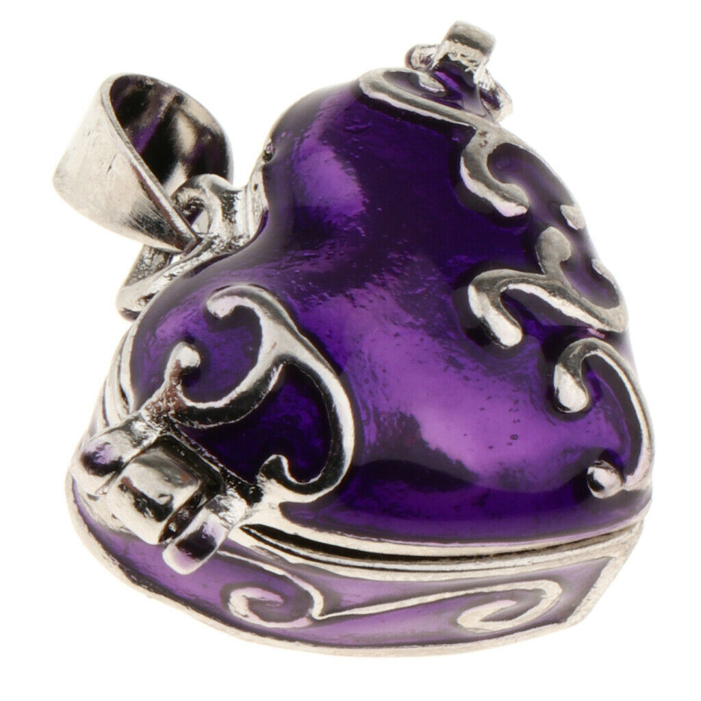 2x Heart Enamel Openable Cremation Keepsake Urn Pendant Fit Necklace Purple