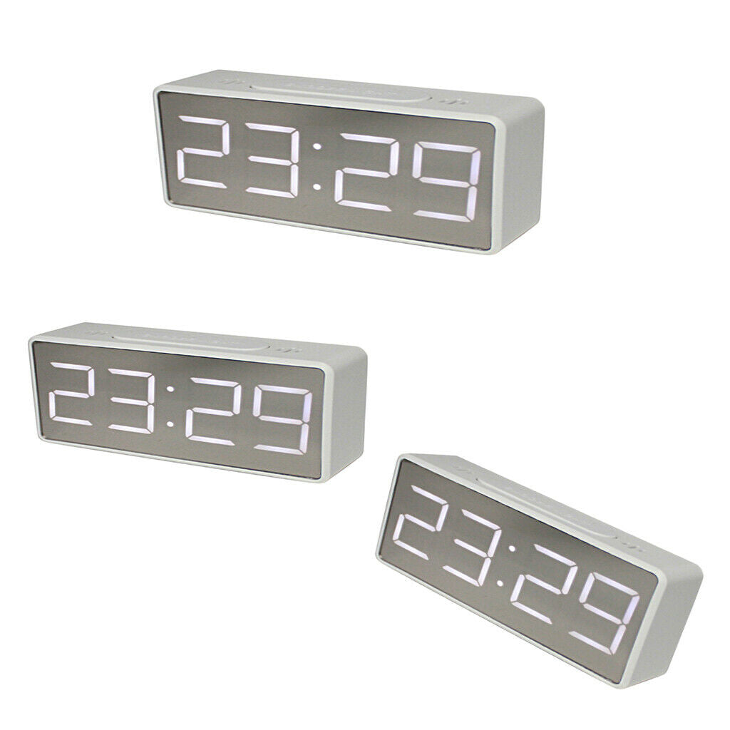 3 X Digital Alarm Clock, Temperature Detect, Wood Made Electric Clocks White