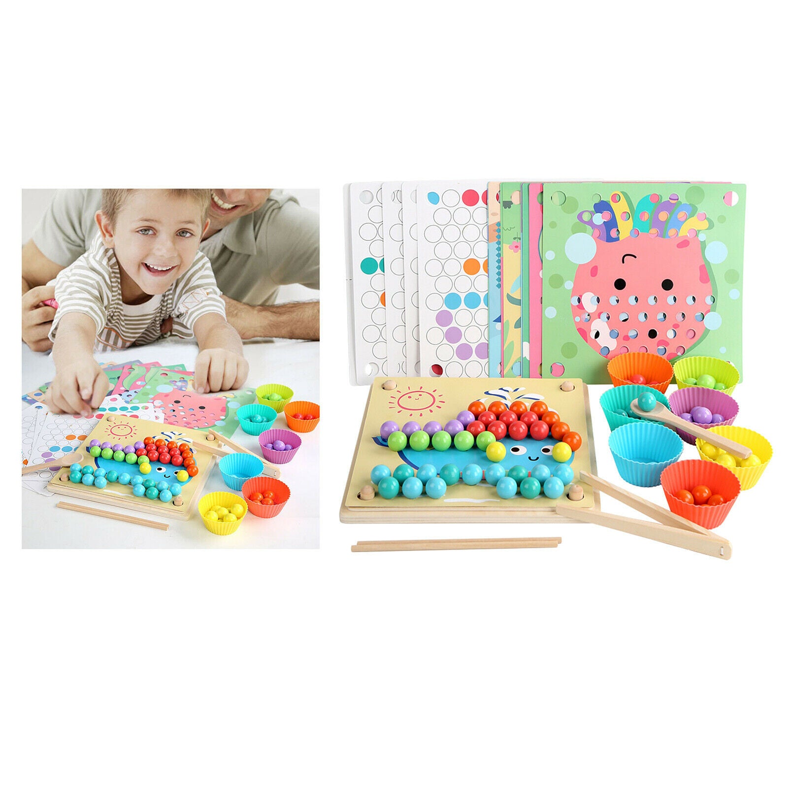 Puzzle Kids Wood Beads Game Go Games Board Learn Children Toys Boy Girl