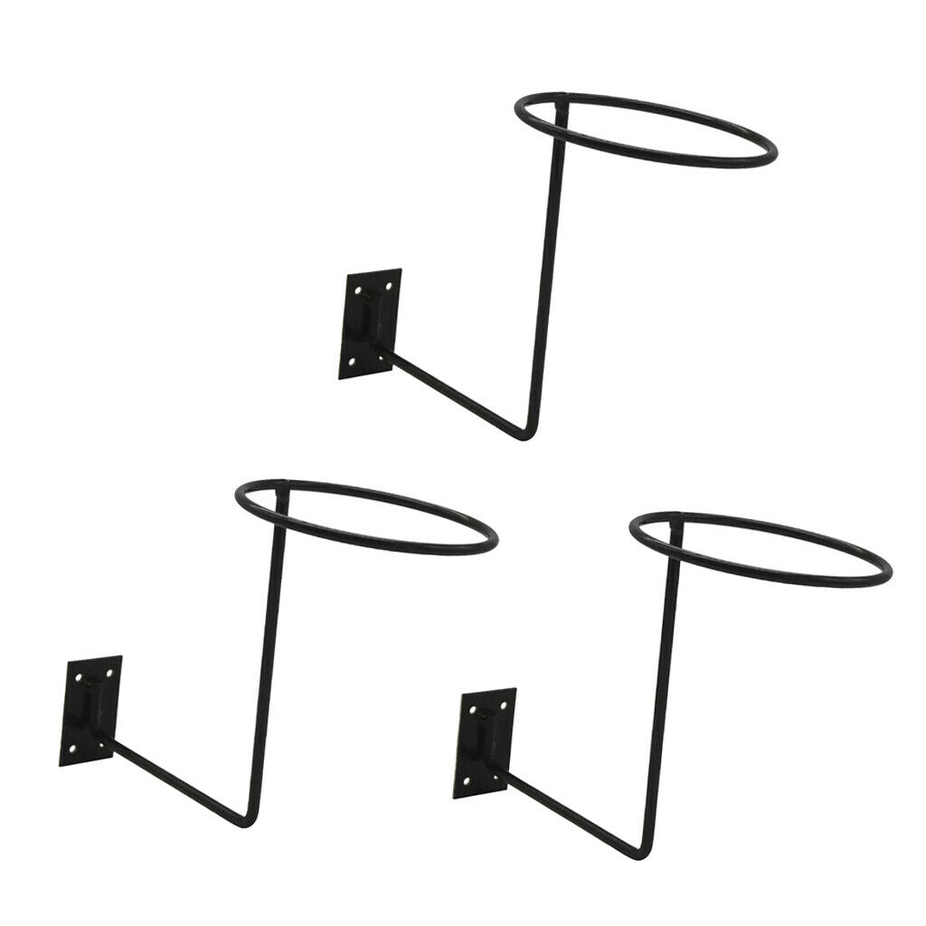 3 Pieces Heavy Duty Metal Helmet Holder Cowboy Hat Rack Stand Hanger Black
