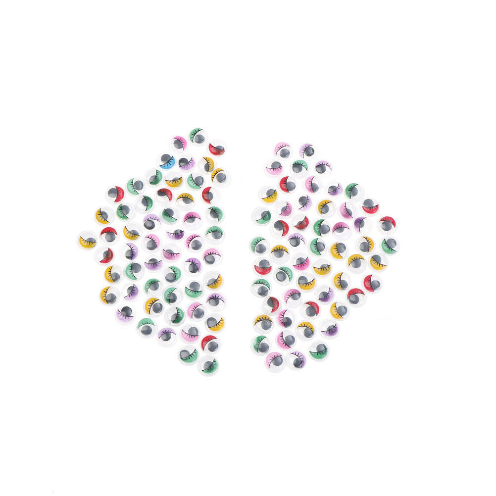 100PC Coloured Eyelashes Wiggly Wobbly Googly Eyes Lash   (Color: Multicolor) Qx