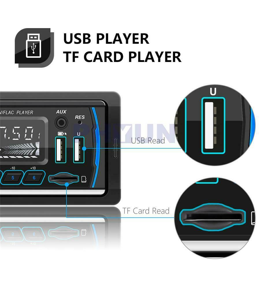 Car 1DIN Radio FM AM RDS Audio MP3 Player Support USB TF Bluetooth Built-in DAB+