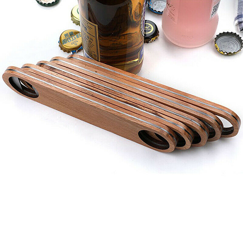 Hotel Flat Board Speed Bottle Opener Home Beer Cap Wooden Cover Stainless.l8