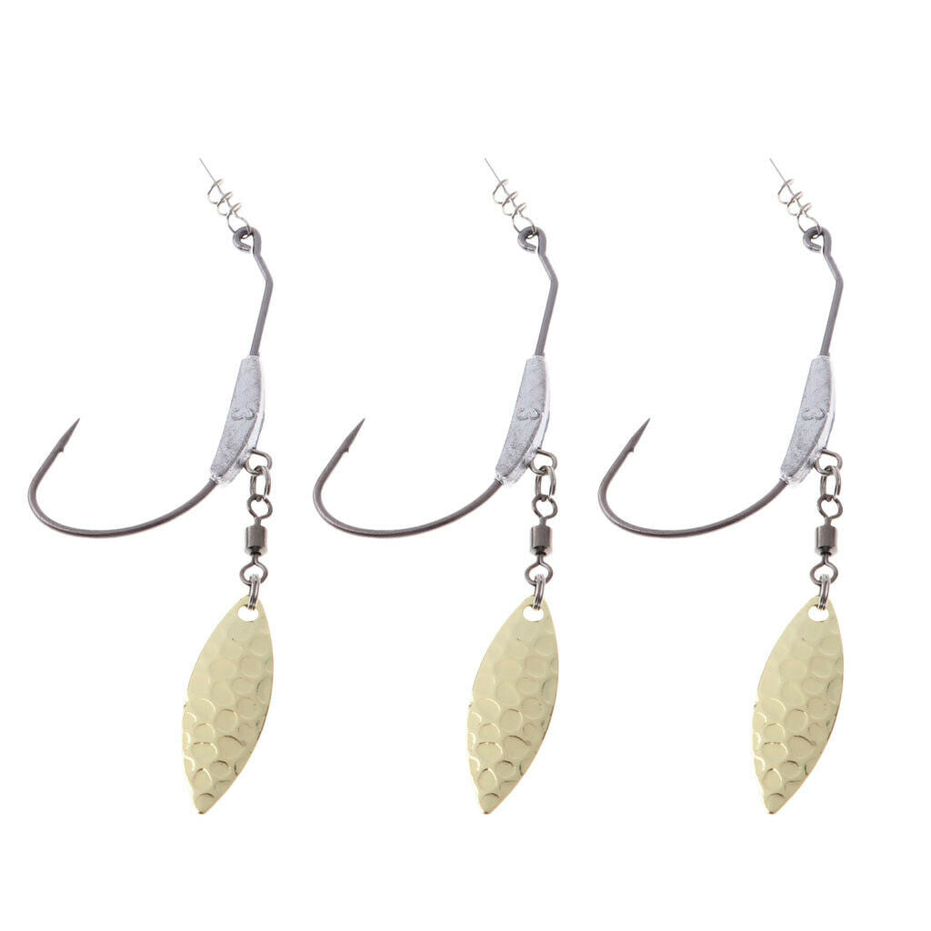 Set of 6 Single Fishing Hook Jig Jigging Weighted Bait Fish Spinner Blade Baits