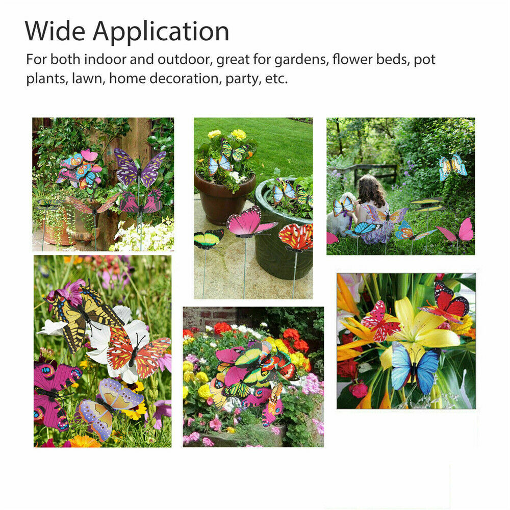 10x Simulation Butterfly Stick Outdoor Garden Flower Pot Decors Ornaments