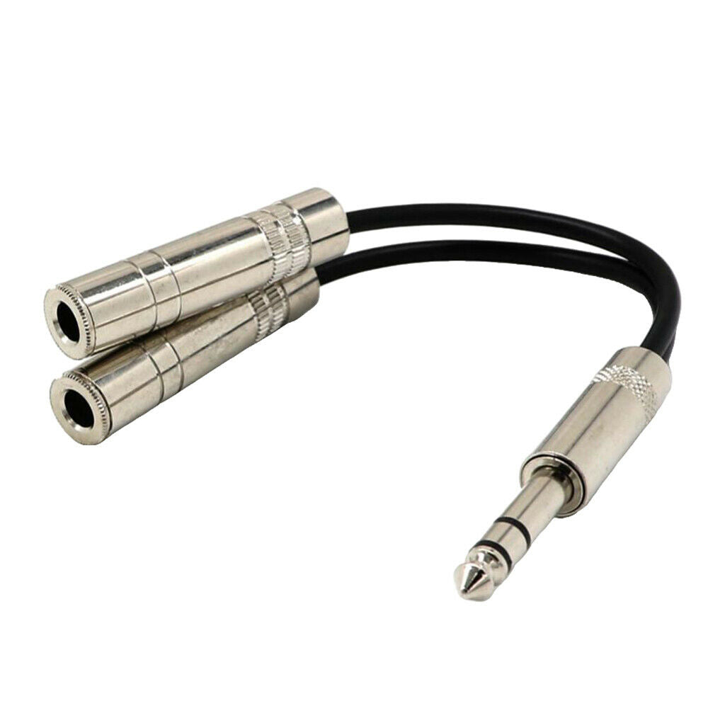 8inch Long 6.35mm Male to 2× 1/4" Female Audio Y Splitter Stereo Cable