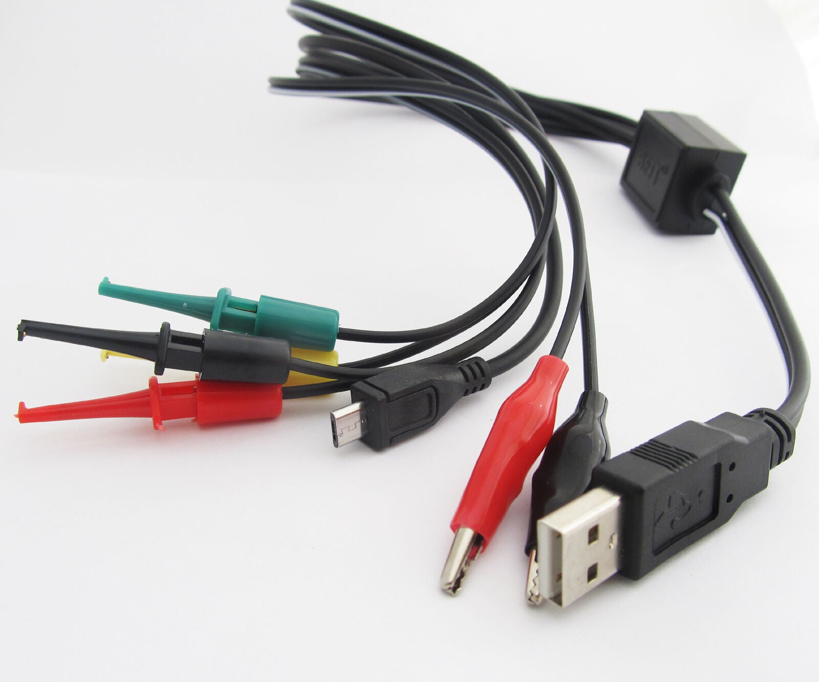 5x BEST 7 in 1 Multimeter Test Power Cable USB Male to clip/hook/Micro USB Male
