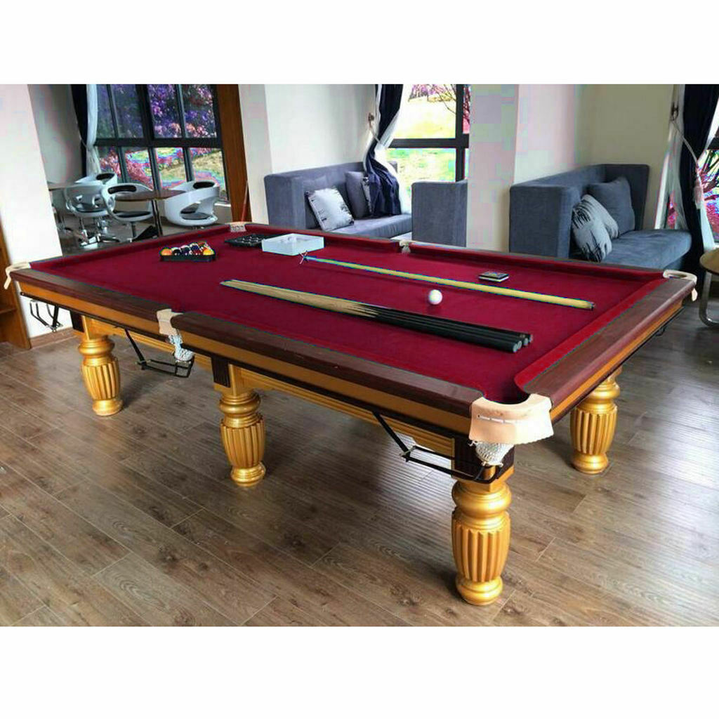 9ft Worsted Pool Table Cloth Billiard Felt w/ Cushion Strips for Red