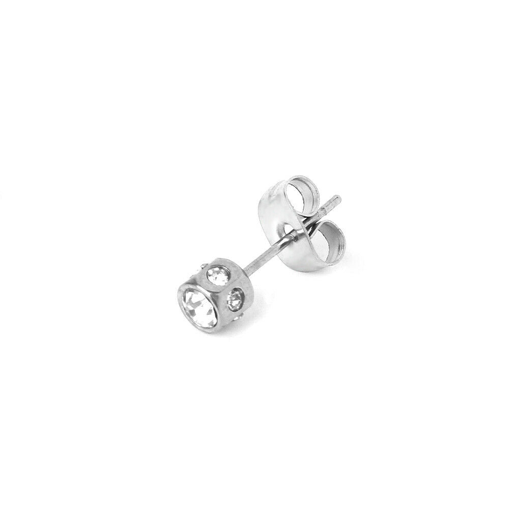Fashion   Men   Stainless   Steel   Earrings   Ear   Studs   Crystal   Diamante