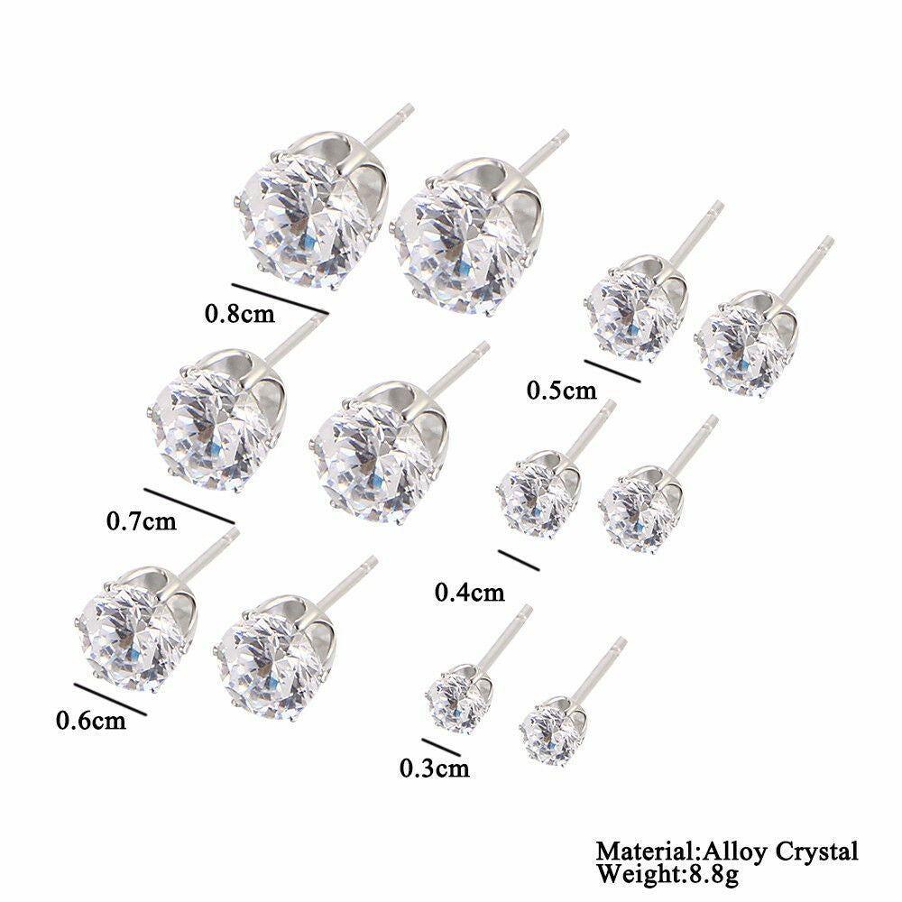 6 pair Women Crystal Rhinestone Ear Stud Earrings Men Earring Set Jewellery