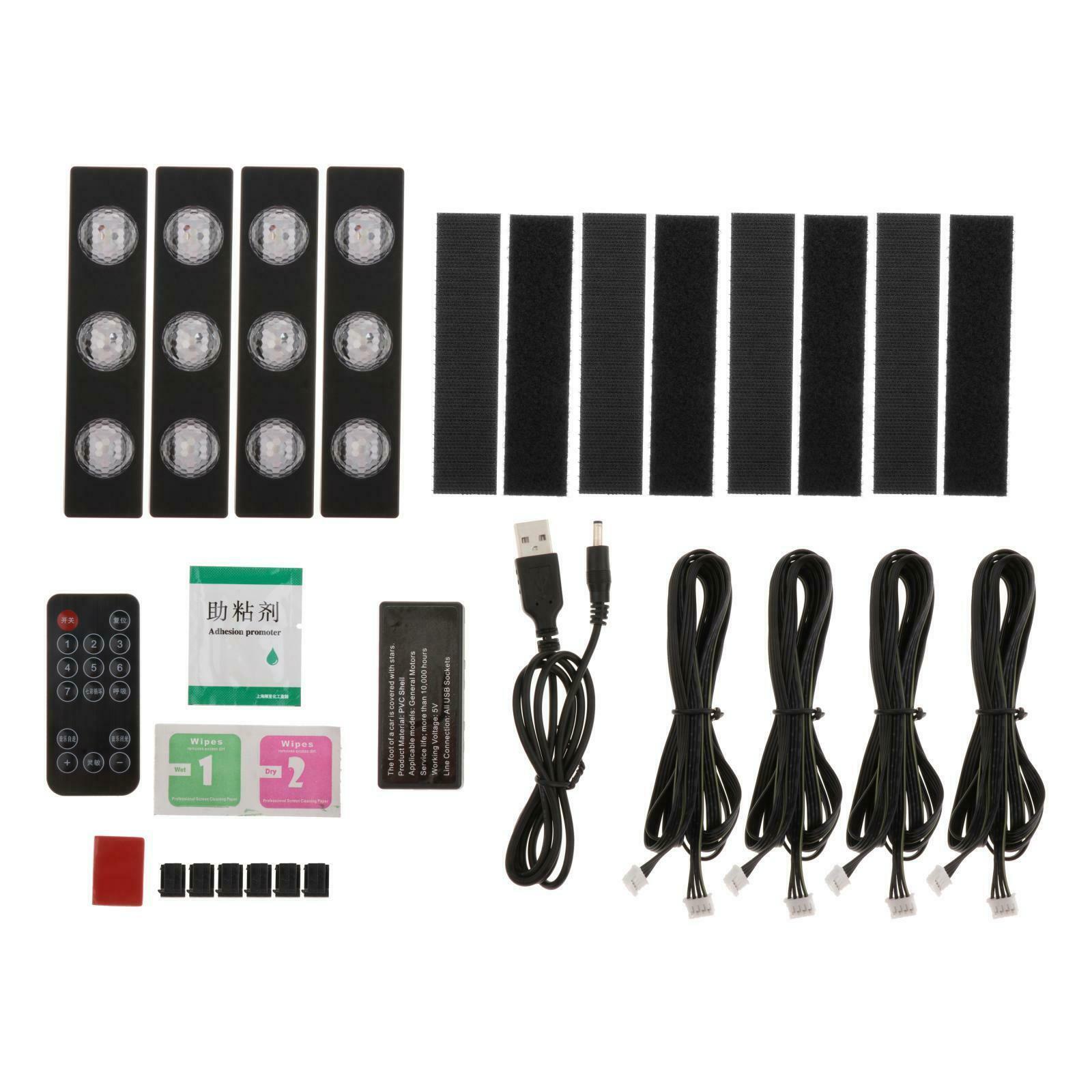 Vehicle Car Interior Atmosphere Light LED USB Remote Ambient Lamp Dash RGB