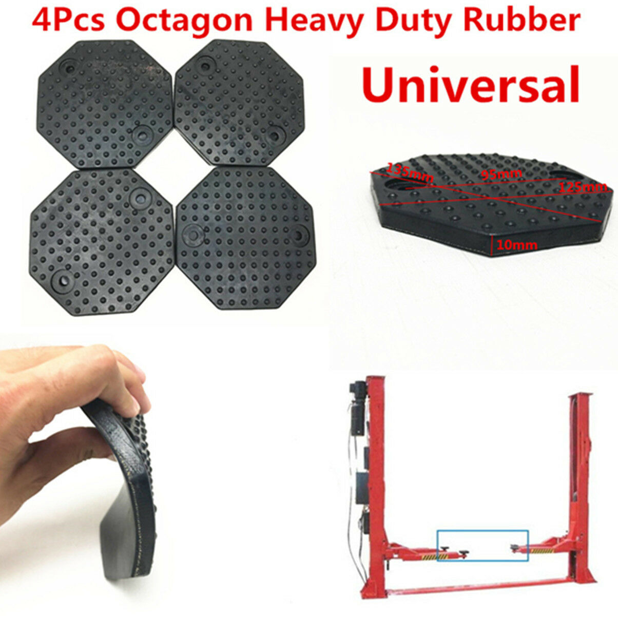 4pcs/set 135*10mm Black Rubber Arm Octagon Pad kit for Challenger Lift Lifts