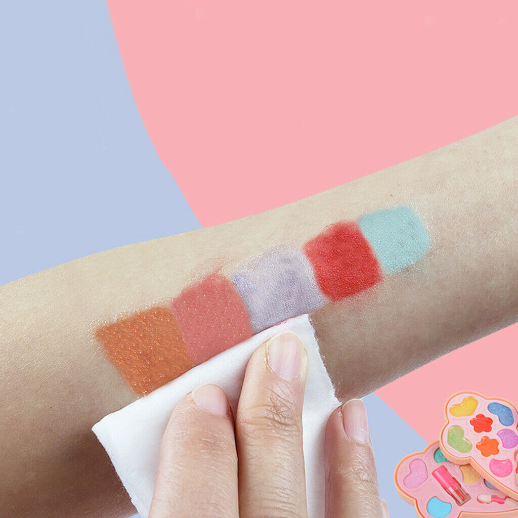 1 Set Pretend Play Makeup Set Game Lipstick Eye Shadows with Cosmetic Bag