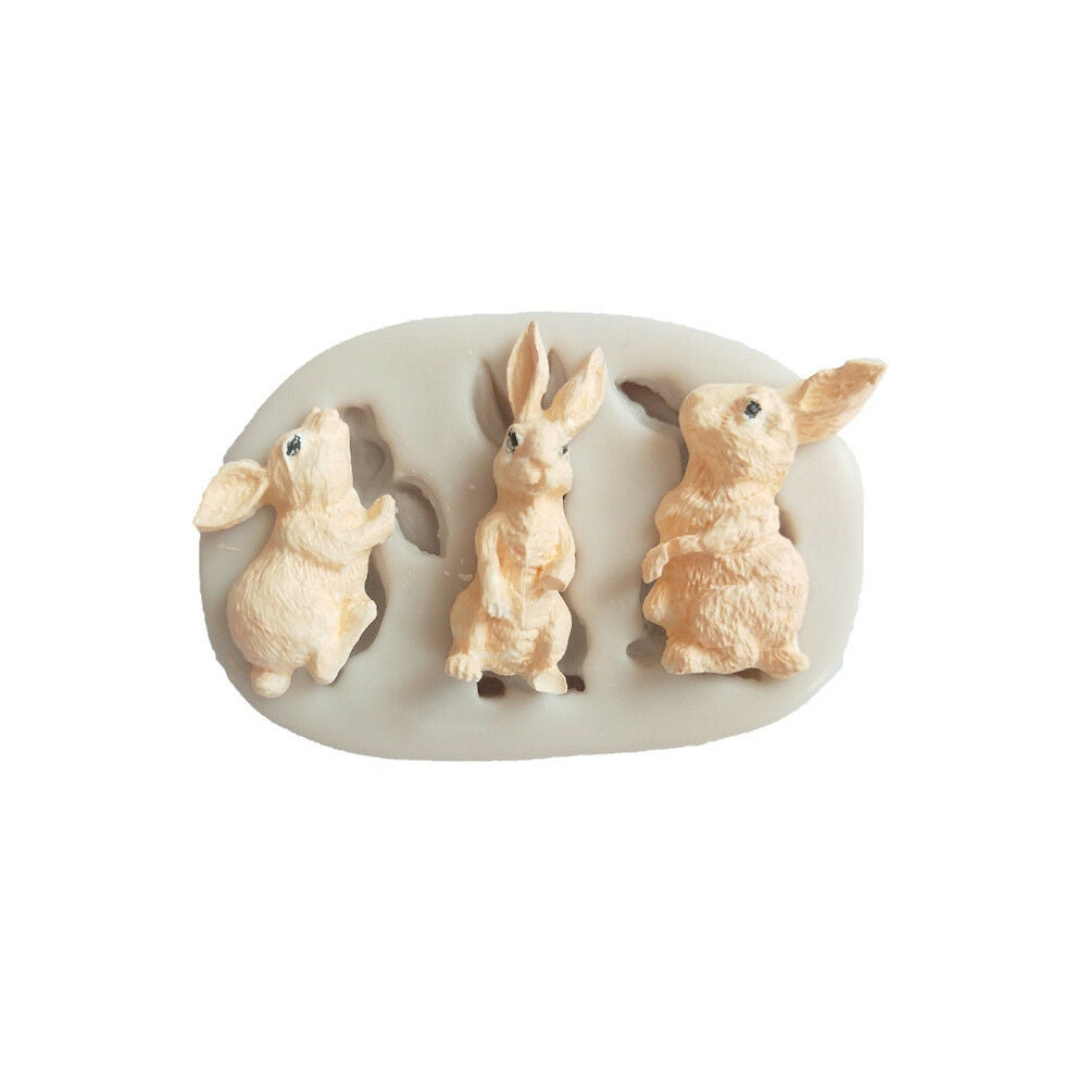 Rabbit silicone fondant bunny chocolate gumpaste mold cake decorating too.l8