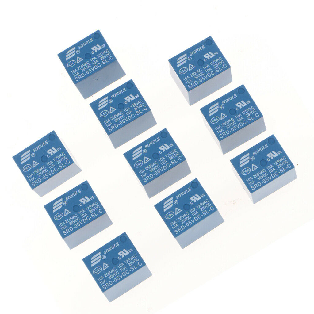 10 pieces power relay Coil voltage: DC 5V; Load capacity: 10A 250VAC
